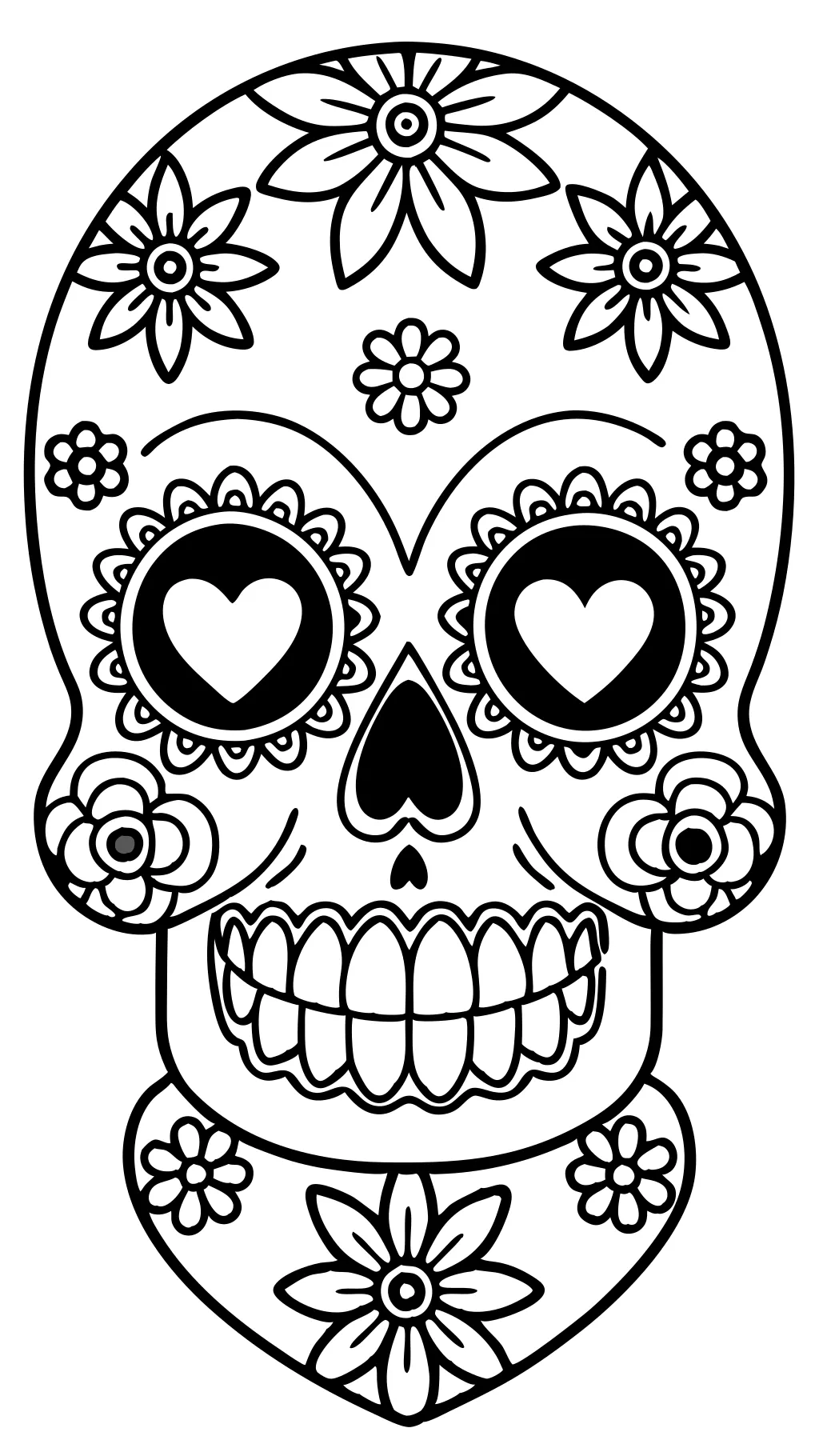 dia de los muertos skull coloring page